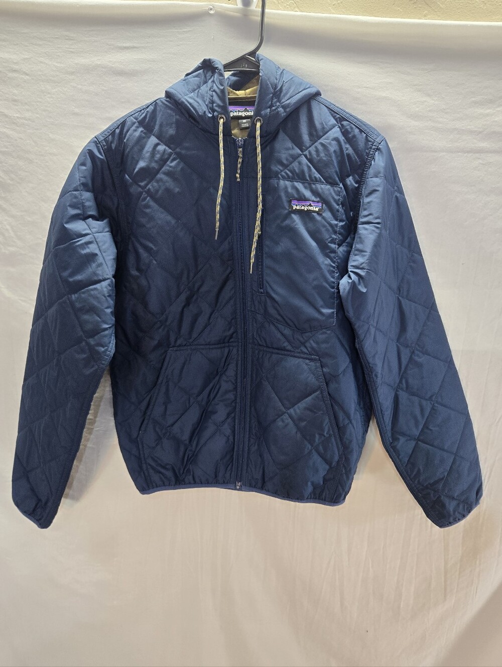 Patagonia Men's XS Blue Diamond Quilted Bomber Hoody Jacket